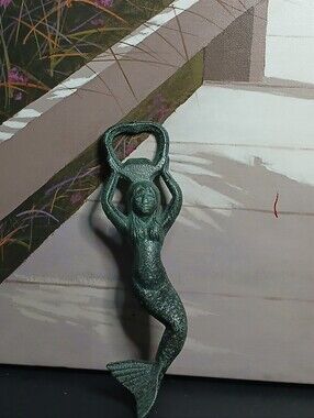 Mermaid Bottle Opener - Verdigris Green Metal